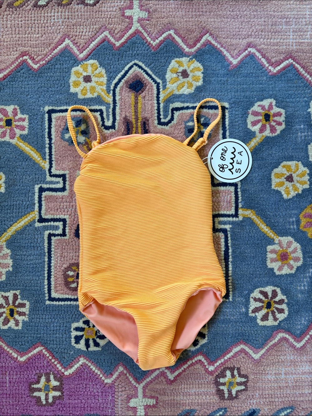 Girls' Orange Ribbed One-Piece Bodysuit by One Sea